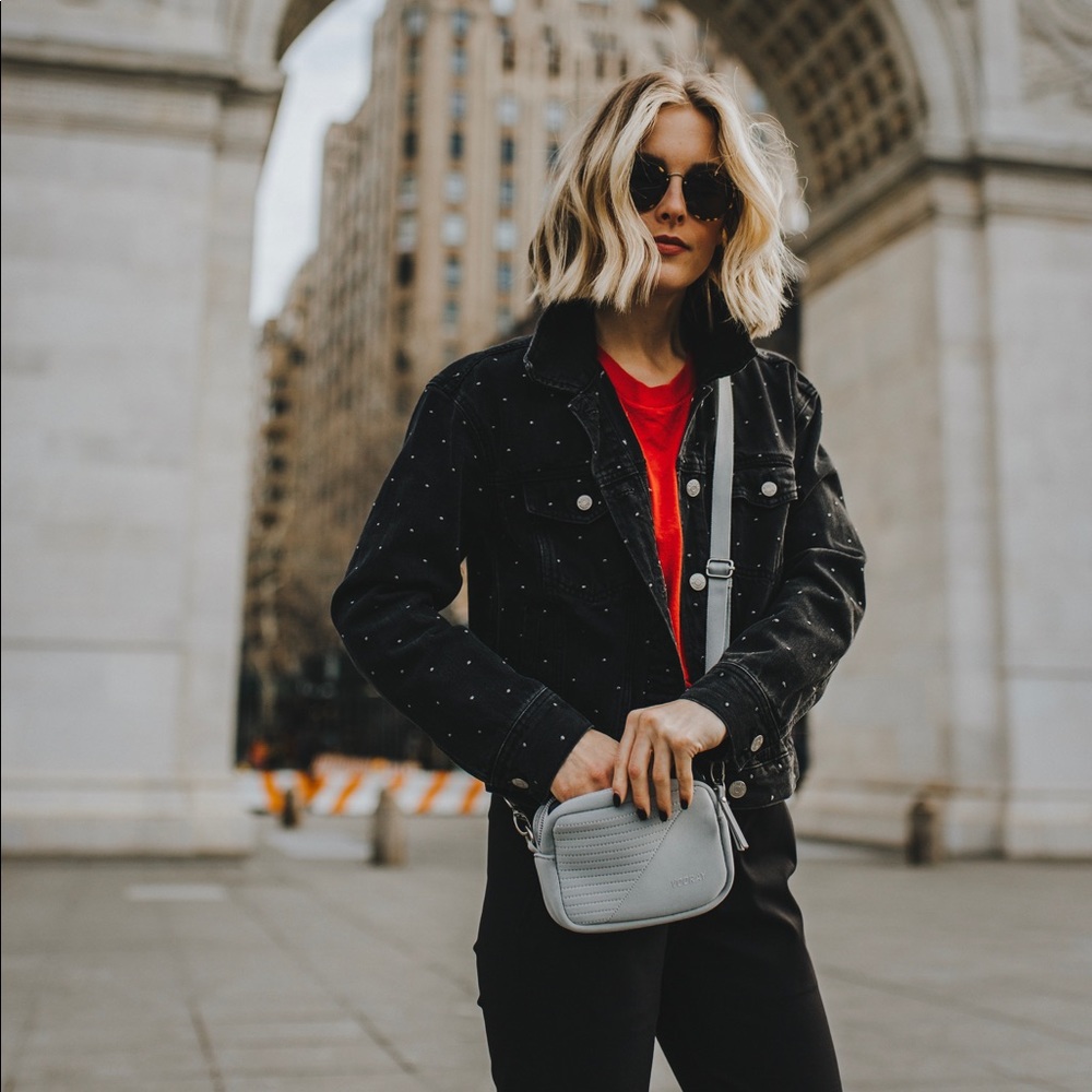 Grey Neoprene Crossbody Bag